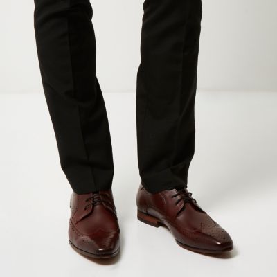 Dark red leather brogues